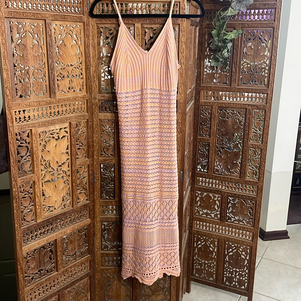 Pink & Purple Crochet Maxi Dress NWT